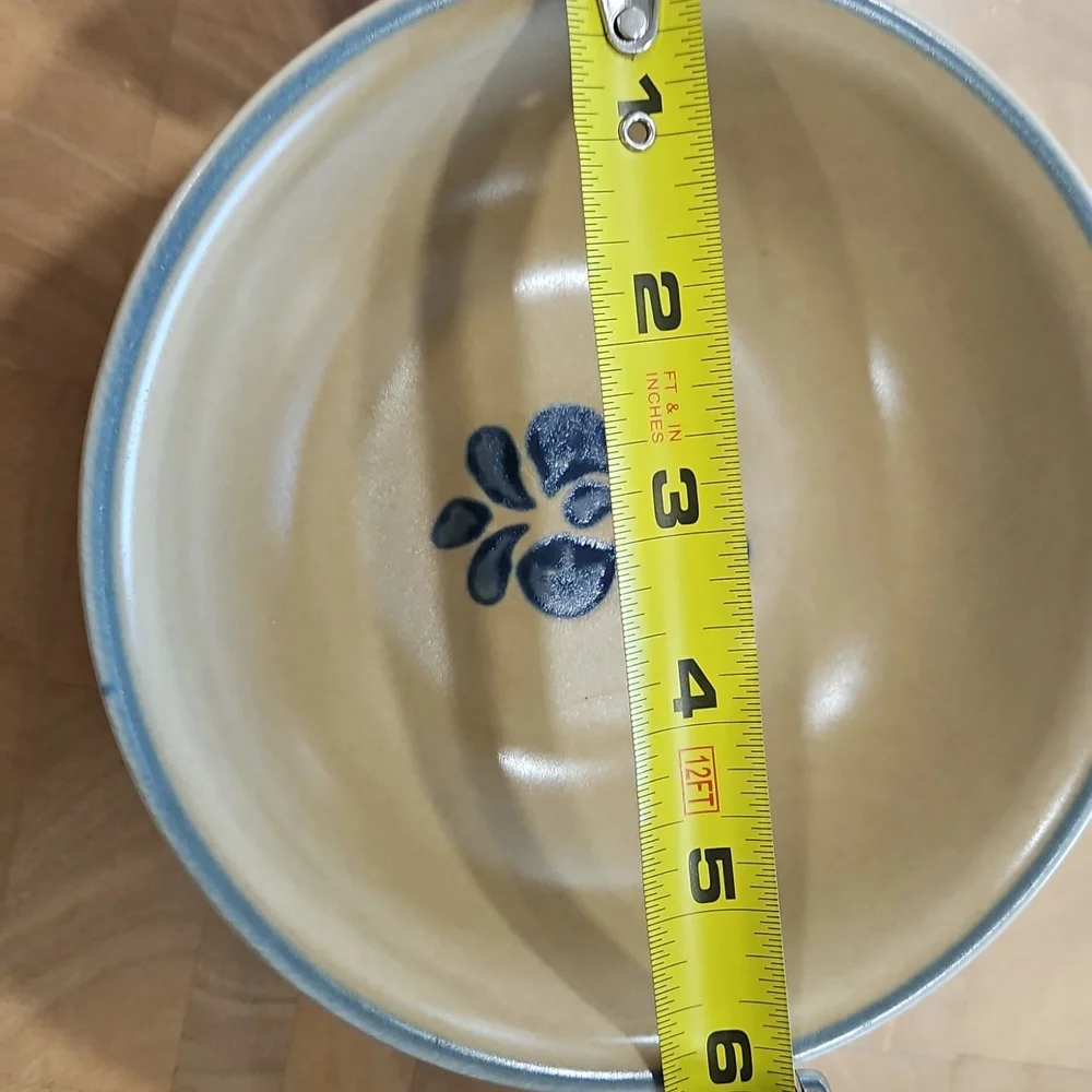 Set Of 5 Pfaltzgraff, Folk Art Bowls Blue Floral Ceramic Bowl - Picture 3 of 4